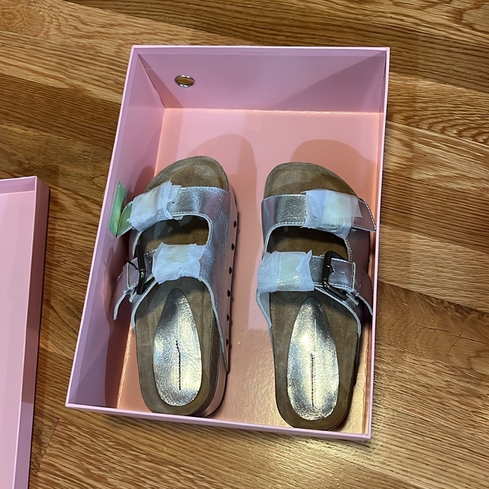 Free People x Intentionally Blank Rule Breaker Platform Sandals Silver Sz 8 NIB - Picture 6 of 17